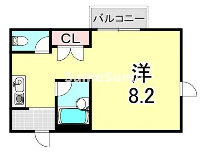 本町ハイツ(1K/2階)の間取り写真