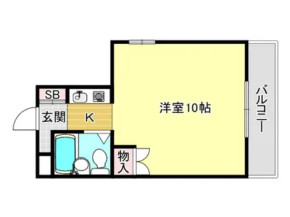 ローレル西宮北口(1K/3階)の間取り写真