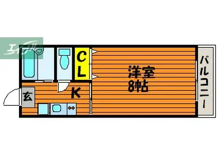 サンハイツ岡大II(1K/3階)の間取り写真