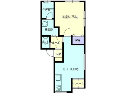 ジョイフル・アウル(1DK/1階)の間取り写真