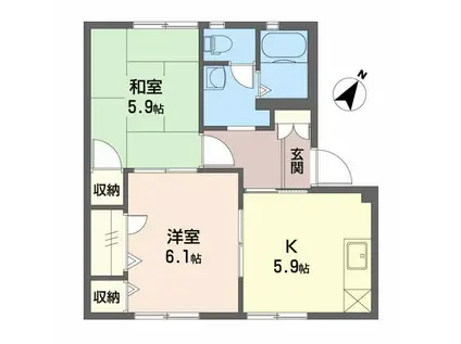 ブライトハウス(2K/1階)の間取り写真