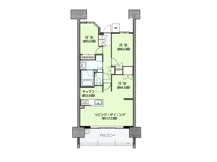 ミッドマークス平和公園(3LDK/7階)の間取り写真