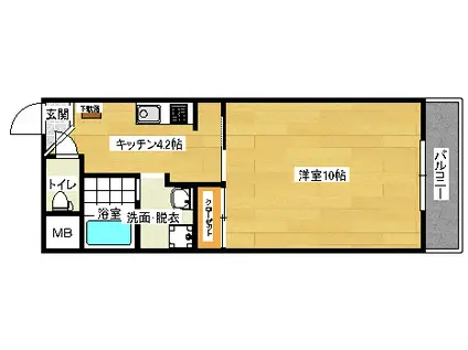 クレールIWAI(1K/4階)の間取り写真