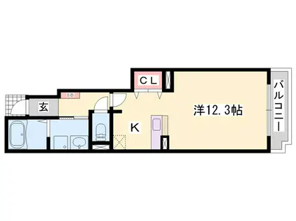 ユニゾン山崎 I(ワンルーム/1階)の間取り写真