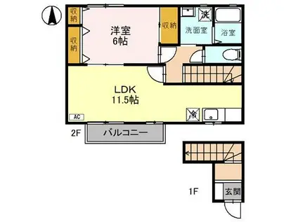 ソレジオ桜(1LDK/2階)の間取り写真