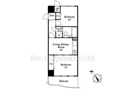 ライオンズプラザ鶴見中央(2DK/2階)の間取り写真