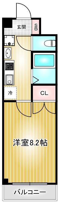 プログレッソ鶴舞(1K/6階)の間取り写真