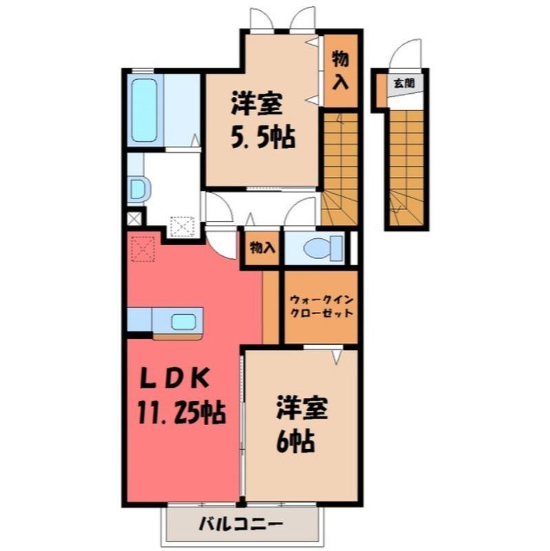 サニーヒルズ(2LDK/2階)の間取り写真