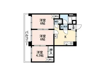 サンハイツ緑ヶ丘(3DK/1階)の間取り写真