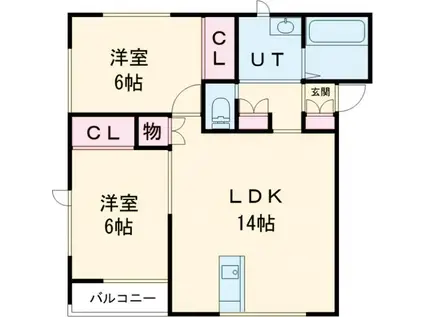 VIBRANTIII(2LDK/1階)の間取り写真