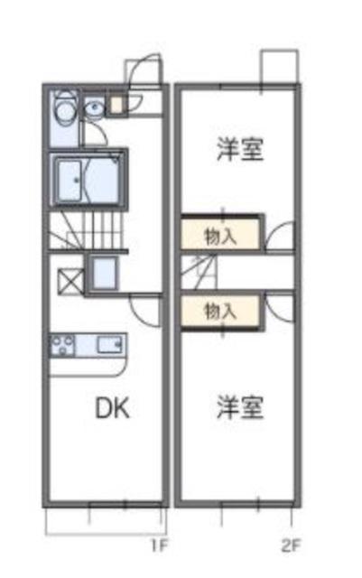 レオパレスラダックB(2DK/1階)の間取り写真