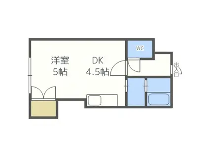 フラット蒼(1DK/3階)の間取り写真