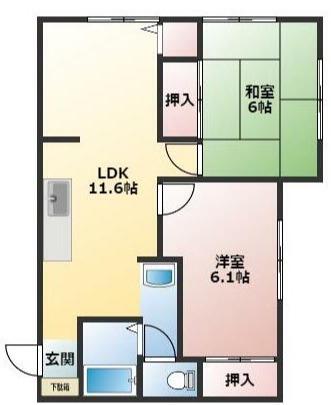 第2ハイツ太田(2LDK/2階)の間取り写真