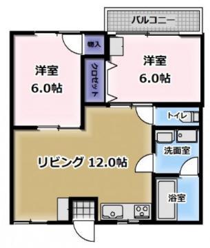 オリーブコート東川口(2LDK/1階)の間取り写真