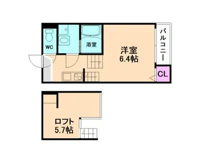 LEVANTE(1K/2階)の間取り写真