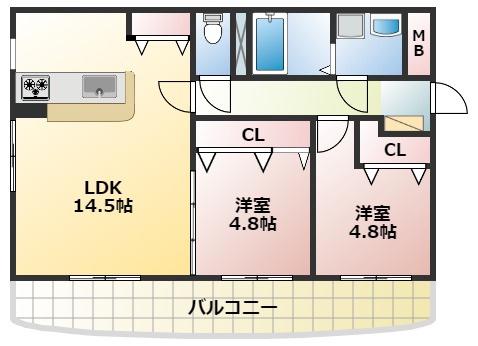 リブラ久和(2LDK/1階)の間取り写真