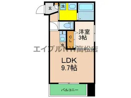 シャリンティア(1LDK/1階)の間取り写真