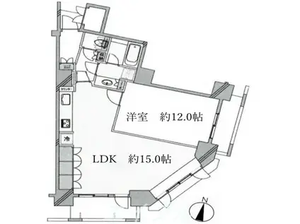 アルカディーナ京町堀(1LDK/12階)の間取り写真