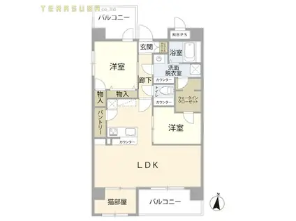 LA MINA(2LDK/2階)の間取り写真