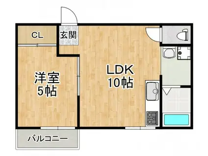 マンションシャトロー(1LDK/2階)の間取り写真