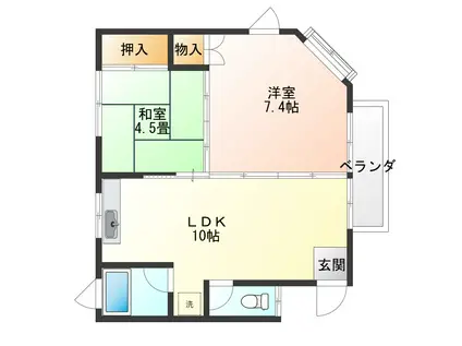 キャスル星州(2LDK/2階)の間取り写真