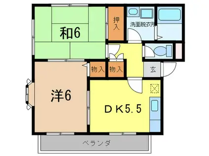 サンサンハイツ(2DK/2階)の間取り写真