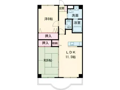 サンライズヒルカワイ(2LDK/3階)の間取り写真