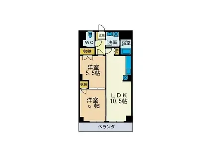 にいやビル(2LDK/3階)の間取り写真
