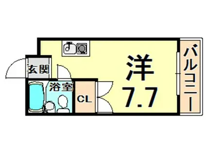 サンガーデンルームⅠ(1K/1階)の間取り写真