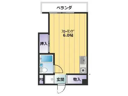 ユトリロ北山(ワンルーム/4階)の間取り写真