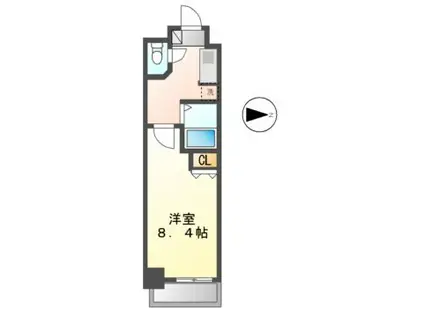 ヒルズ花の木(1K/8階)の間取り写真