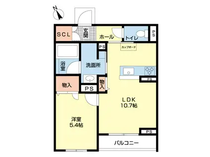 CASA REGIO F(1LDK/2階)の間取り写真