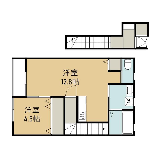 トピア安倍館B(1LDK/2階)の間取り写真