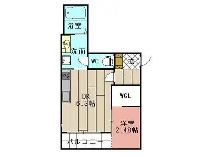 ダイヤモンドライフ戸畑駅前(1DK/1階)の間取り写真