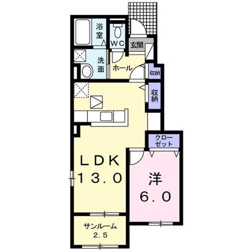 BEATRICE I(1LDK/1階)の間取り写真
