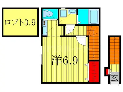 ウィング・ジムコA棟(1K/2階)の間取り写真