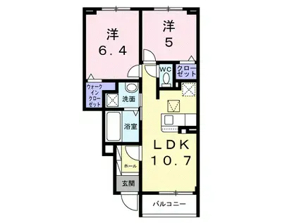 ポンテアルト池上A(2LDK/1階)の間取り写真