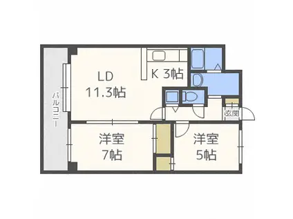 ブリーズ宮の沢I(2LDK/7階)の間取り写真