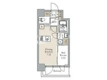 グランカーサ三ノ輪II(1DK/2階)の間取り写真