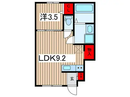 ジェムストンズ東大成(1LDK/1階)の間取り写真