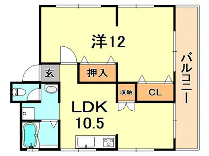 アベニール林崎(1LDK/2階)の間取り写真