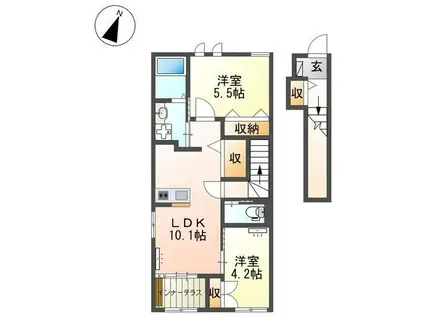 エイト・アヴェニュー(2LDK/2階)の間取り写真