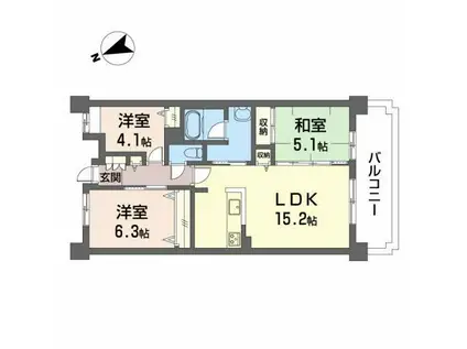 JMU久居社宅F棟(3LDK/3階)の間取り写真
