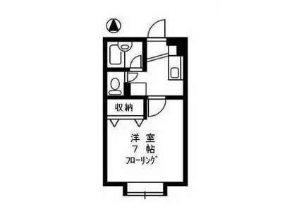 ミルフル鴨島(1K/1階)の間取り写真