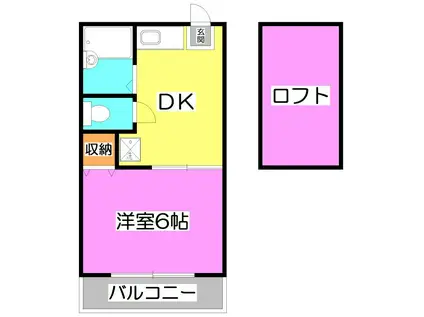 サーティーワン(1DK/2階)の間取り写真