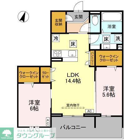 センカIII(2LDK/1階)の間取り写真