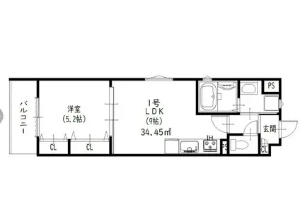 ピレーネ北条IV(1LDK/2階)の間取り写真