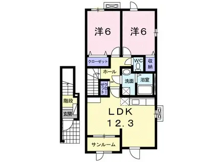 モンソレイユIV(2LDK/2階)の間取り写真