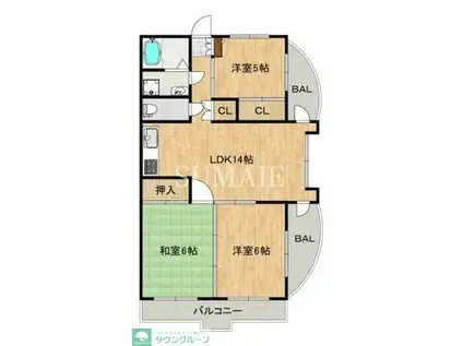 グランカーサ武蔵野(3LDK/3階)の間取り写真