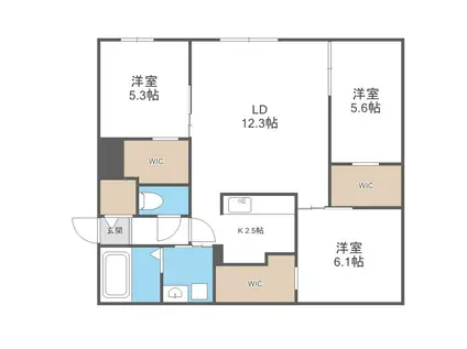 LE CLAIR MINAMIMARUYAMAルクレールミナミマルヤ(3LDK/1階)の間取り写真